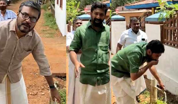 പൈപ്പിൽ വെള്ളമില്ലെന്ന് രാജേഷ്; തുറന്ന് വെള്ളം കുടിച്ച് ബൽറാം: വിഡിയോ